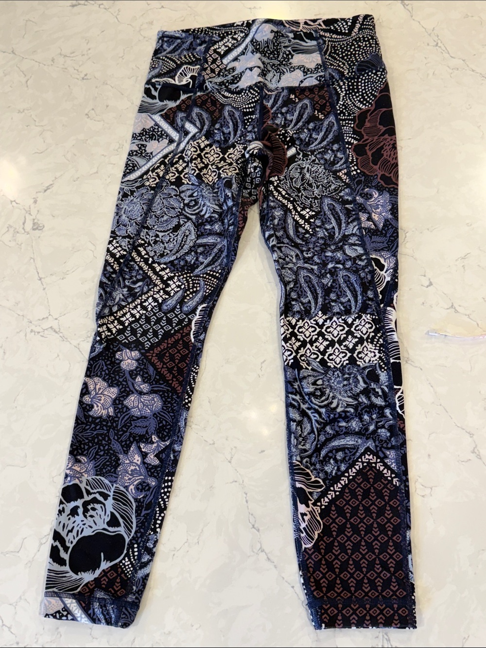 Patterned Navy, Blue and Chocolate Women's Stretch Jeans